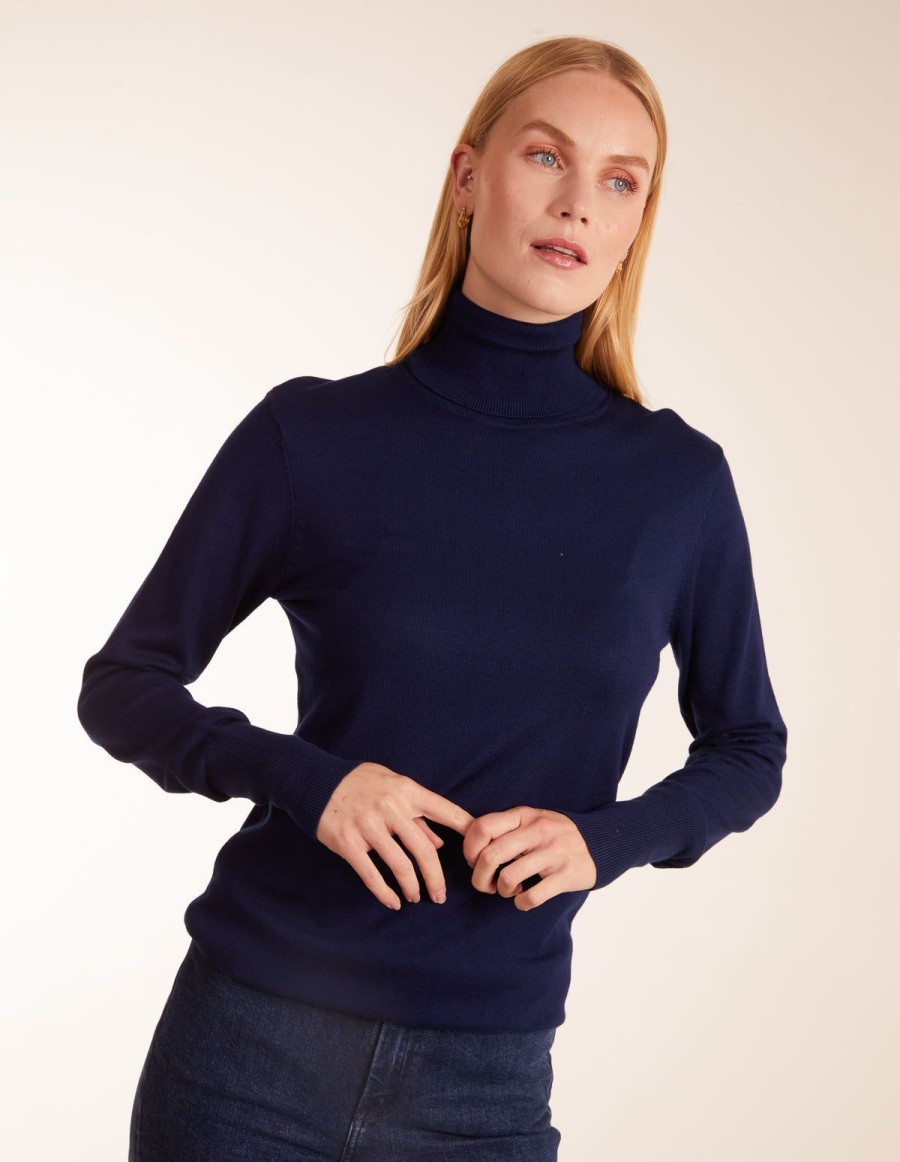 Jumpers & Cardigans Blue Vanilla | Roll Neck Jumper Blue