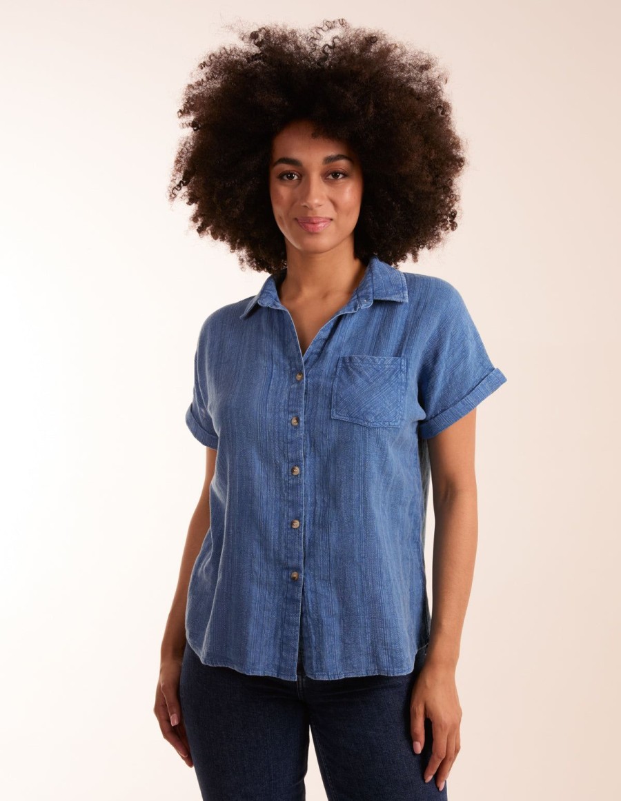 Tops Blue Vanilla | Button Front Shirt Denim