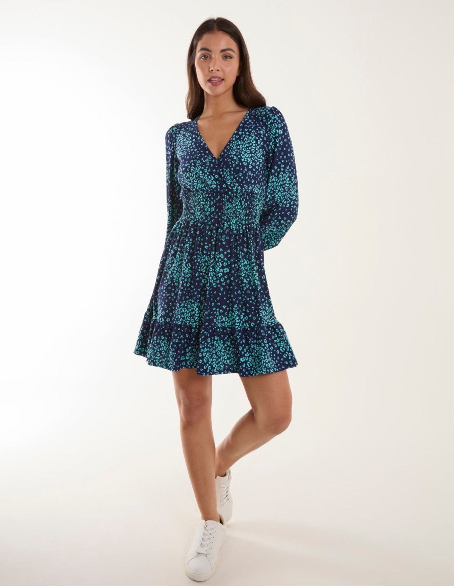 Dresses Blue Vanilla | Wrap Front Mini Dress Navy