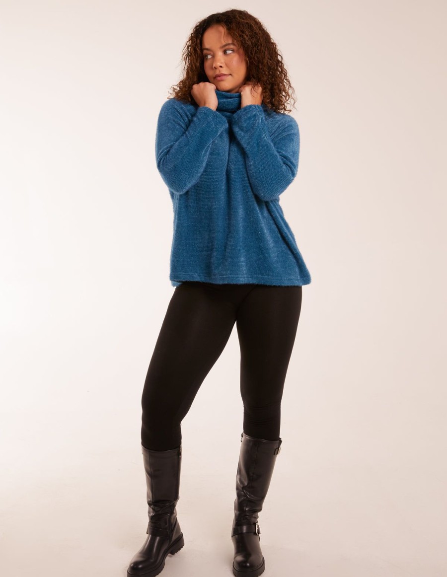 Jumpers & Cardigans Blue Vanilla | High Neck Jumper Teal