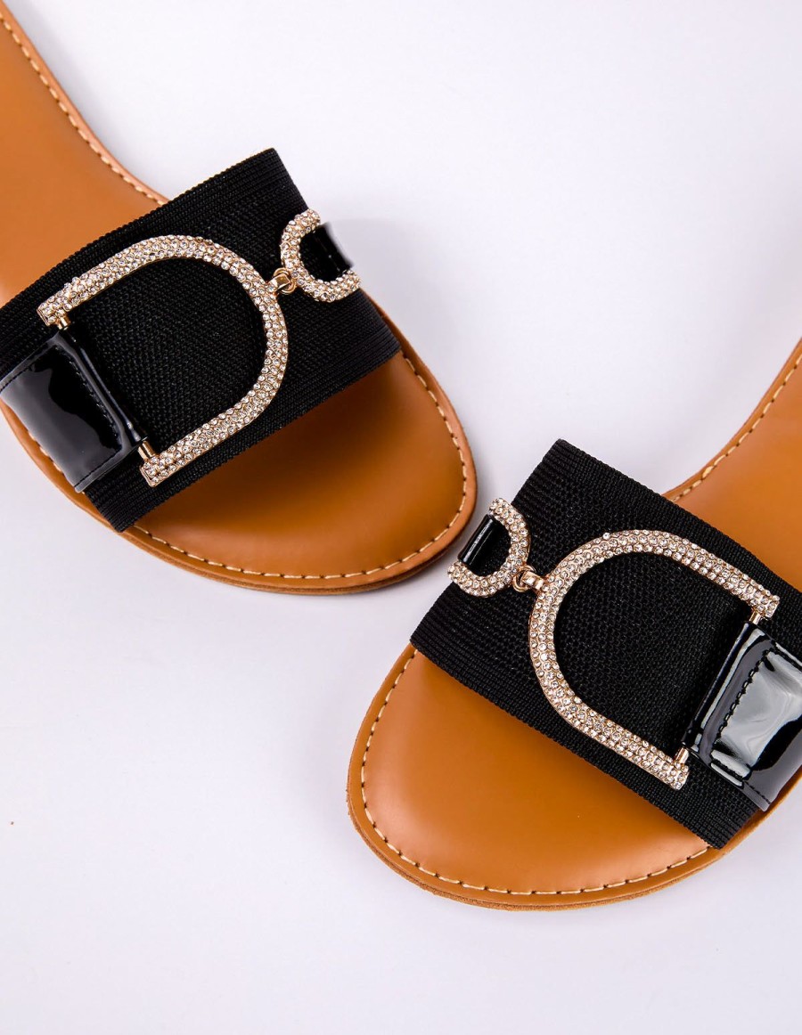 Shoes Blue Vanilla | D Metal Detail Stretch Sandal Black